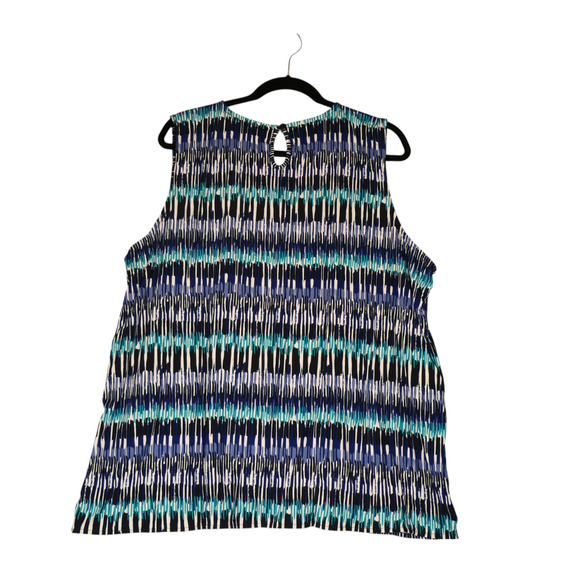 Carolyn Taylor Tunic Blouse Womens 3X Blue Green Attached Necklace Career Top - Picture 4 of 10